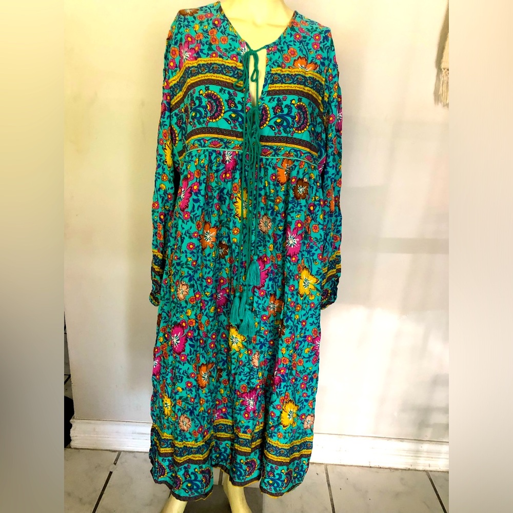 R. Vivimos Peasant Long Sleeve Dress Size XL